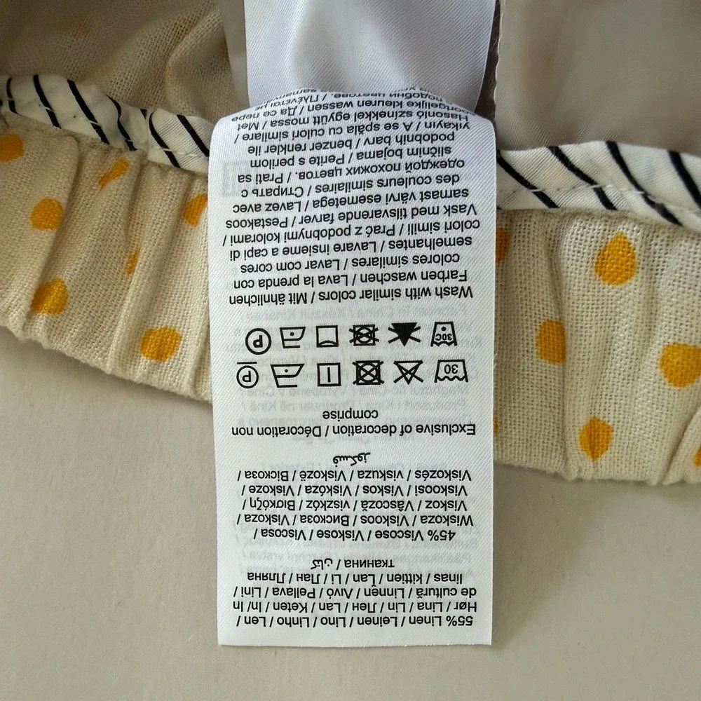 Vero Moda Linen Blend Shorts SMALL Cream Yellow Micro Polka Dot Pocket Pull On - Picture 9 of 9